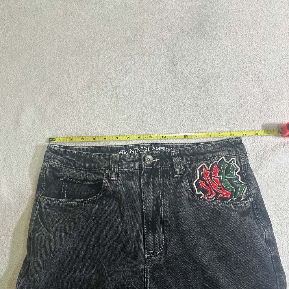 Ninth Hall Embroidered Graphic Black Denim Jeans Size 32x26 - Picture 6 of 7